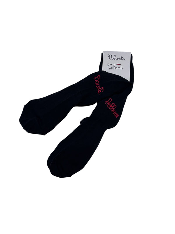 Calzini NERI con ricamo a mano rosso "Bacetti bellezze"