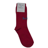 Calzini ROSSO con ricamo a mano turchese "Bacetti bellezze"