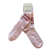 Calzini ROSA CANDY con ricamo a mano ROSSO "Arriverai ovunque, passo dopo passo"