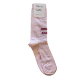 Calzini ROSA CANDY con ricamo a mano ROSSO "Arriverai ovunque, passo dopo passo"