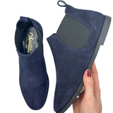 ARIA stivale tronchetto basso in camoscio blu abisso