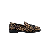 AUDREY mocassino in cavallino leopardato con nappine nere