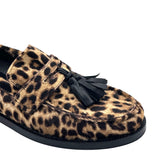 AUDREY mocassino in cavallino leopardato con nappine nere