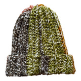 BERRETTO fluffy melange colori autunnali nocciola, arancio, verdone, kiwi, senape