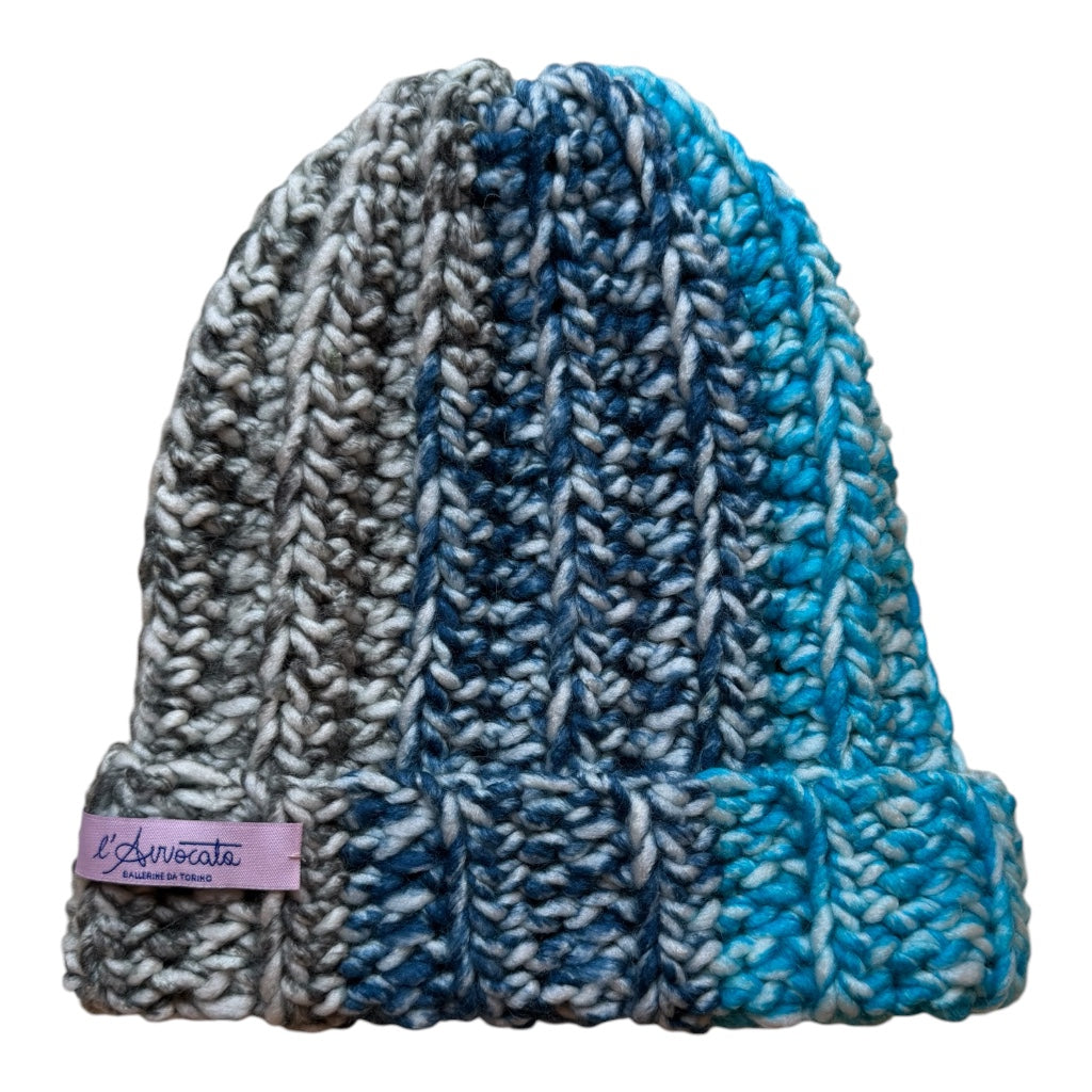 BERRETTO fluffy melange turchese, ghiaccio, blu